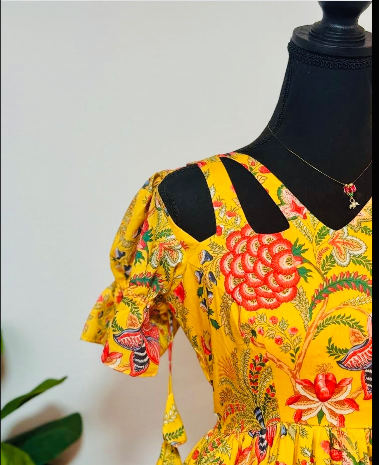 Yellow Cotton Floral Frock | Handcrafted Ethnic Dress